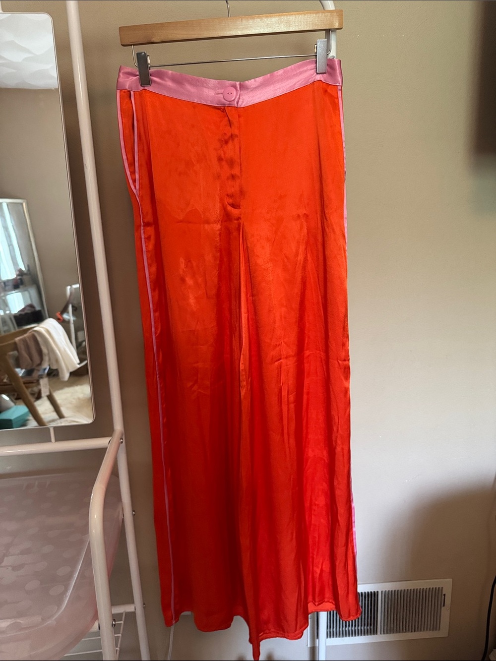Anthropologie The Corey Lynn Carter Sam pants orange & pink worn to 1 event - Picture 2 of 9